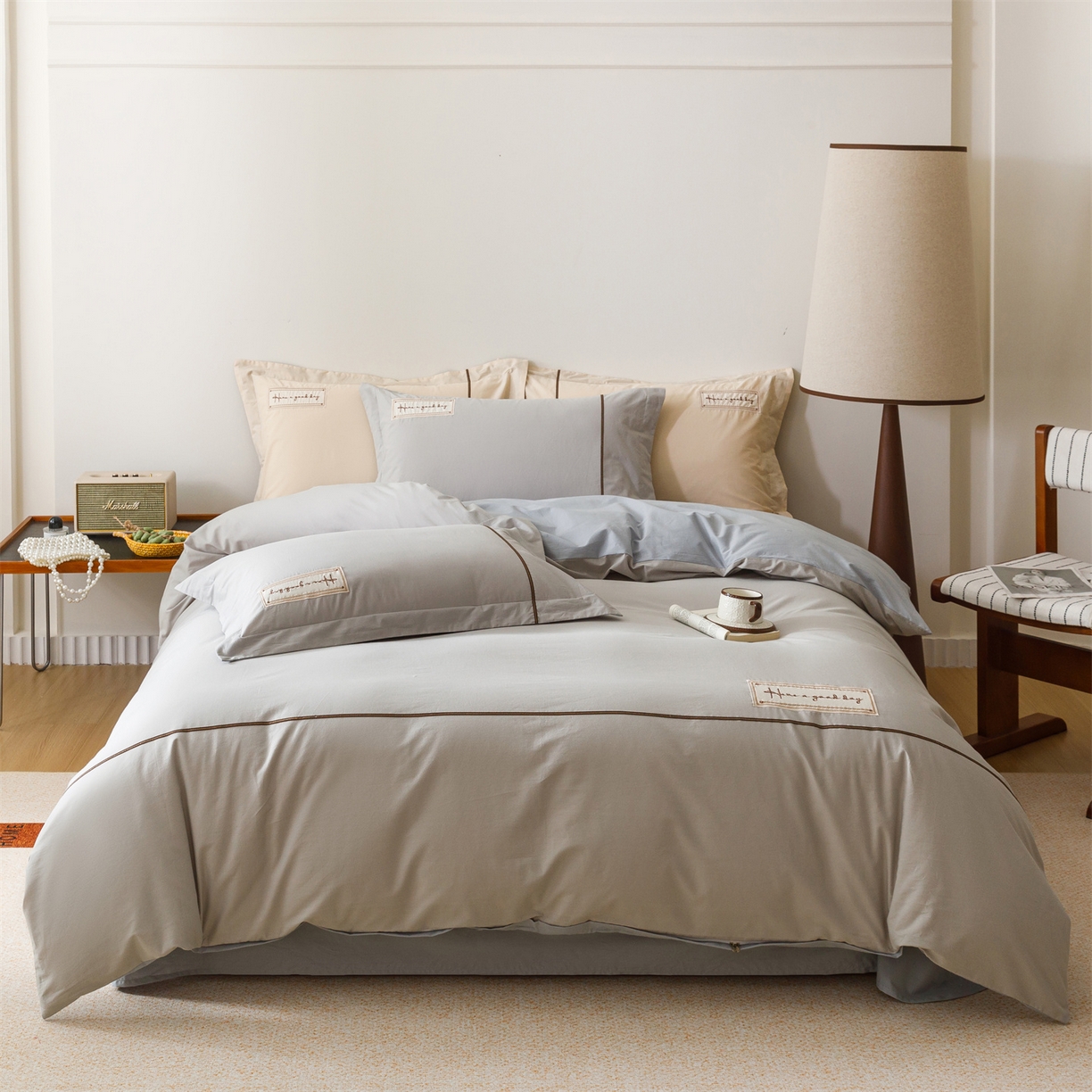 91家纺网 家纺一手货源 找家纺 （总）艾莱家纺 2026新款A类水洗棉加厚绣花刺绣四件套-卡尔文