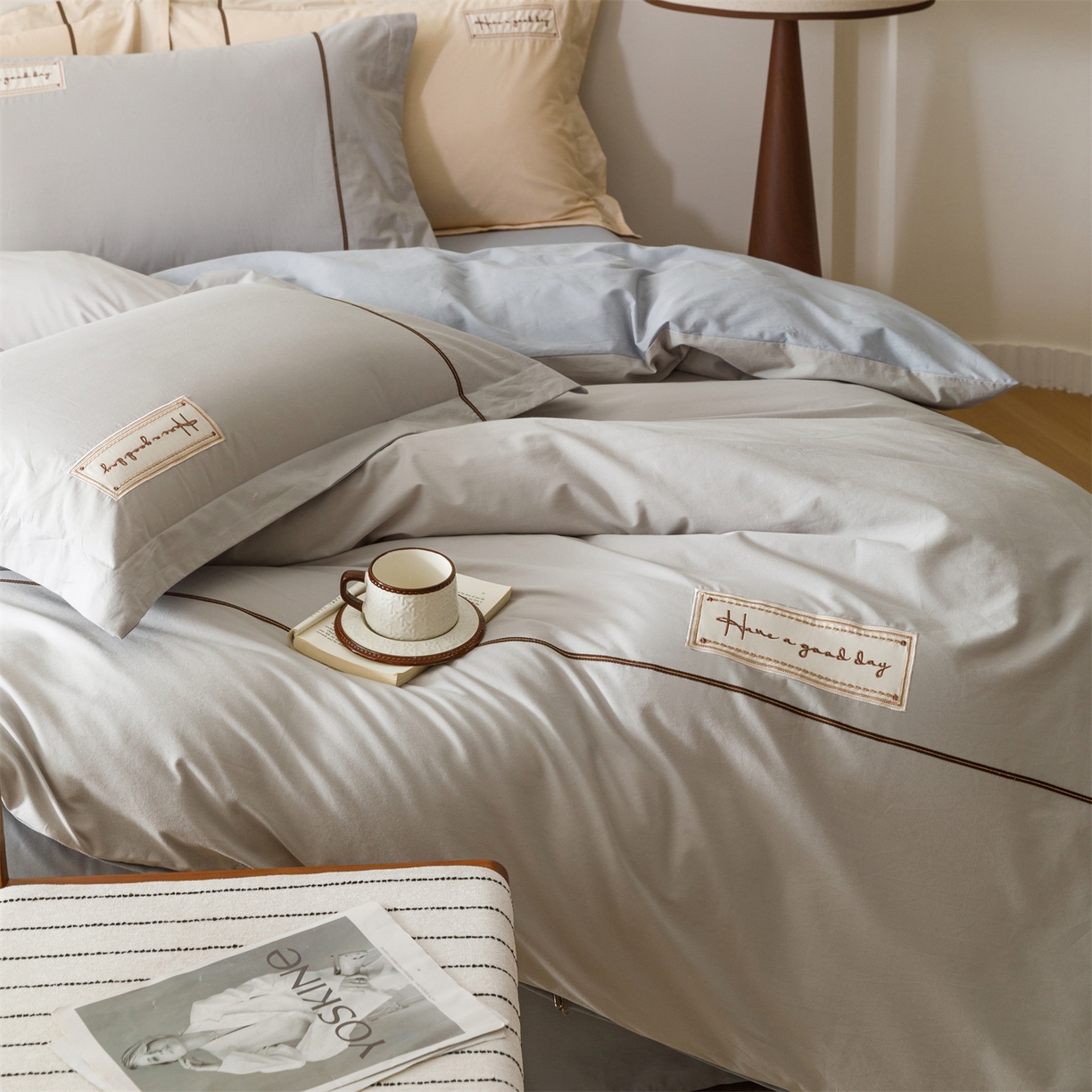 91家纺网 家纺一手货源 找家纺 （总）艾莱家纺 2026新款A类水洗棉加厚绣花刺绣四件套-卡尔文