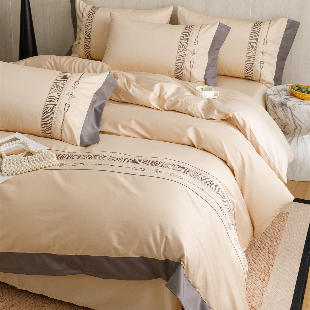 91家纺网 家纺一手货源 找家纺 （总）艾莱家纺 2026新款A类长绒棉纯棉刺绣四件套-奢意