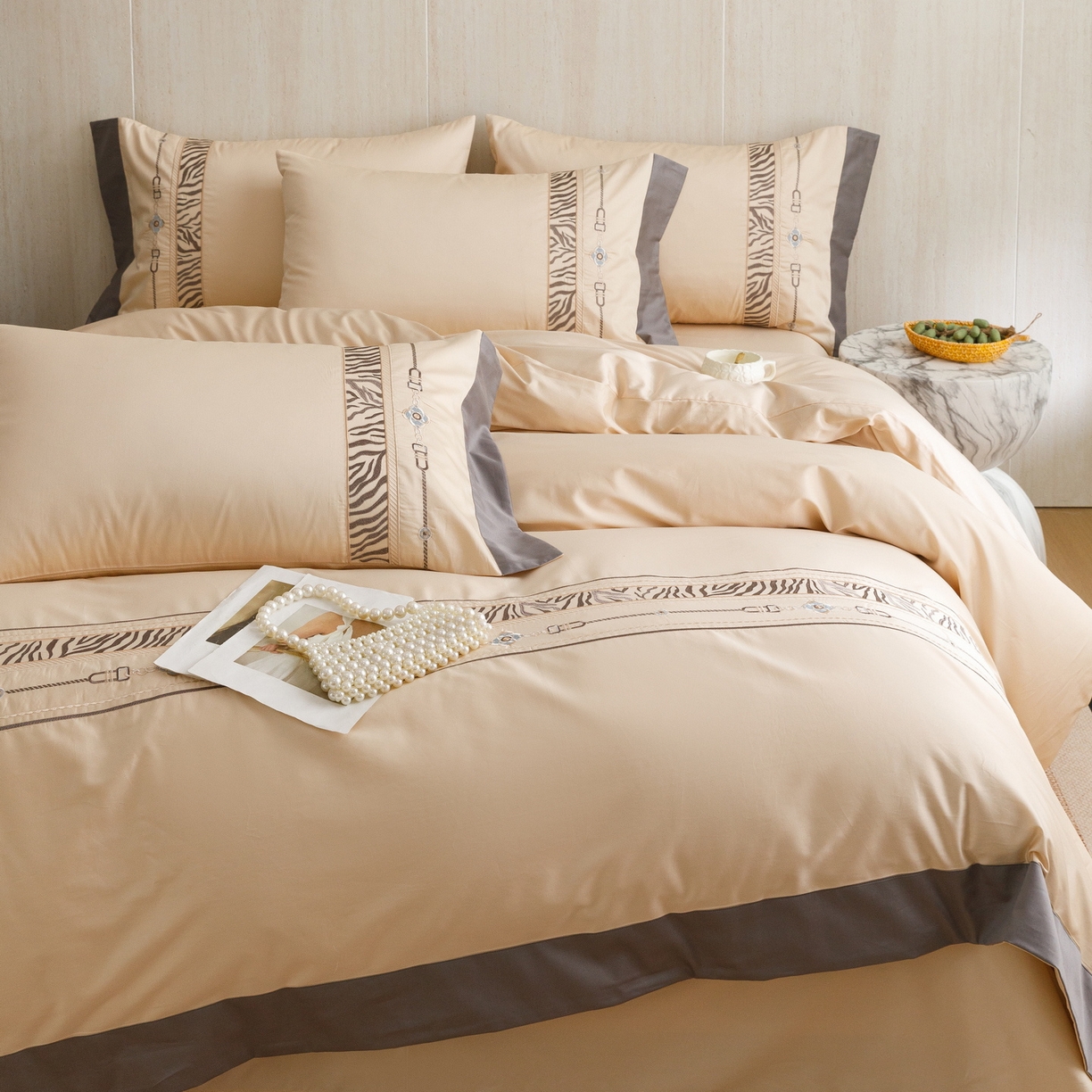 91家纺网 家纺一手货源 找家纺 （总）艾莱家纺 2026新款A类长绒棉纯棉刺绣四件套-奢意