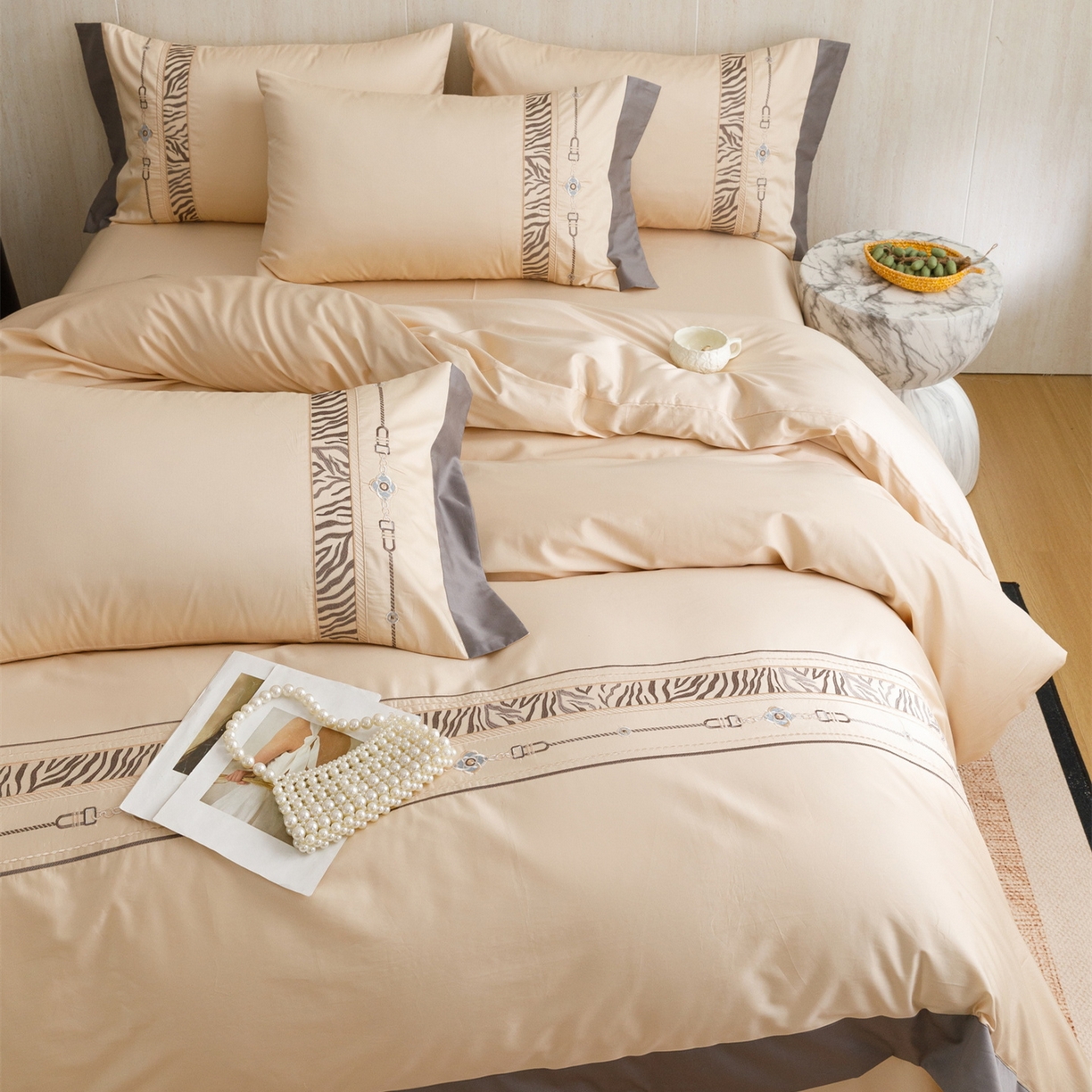 91家纺网 家纺一手货源 找家纺 （总）艾莱家纺 2026新款A类长绒棉纯棉刺绣四件套-奢意