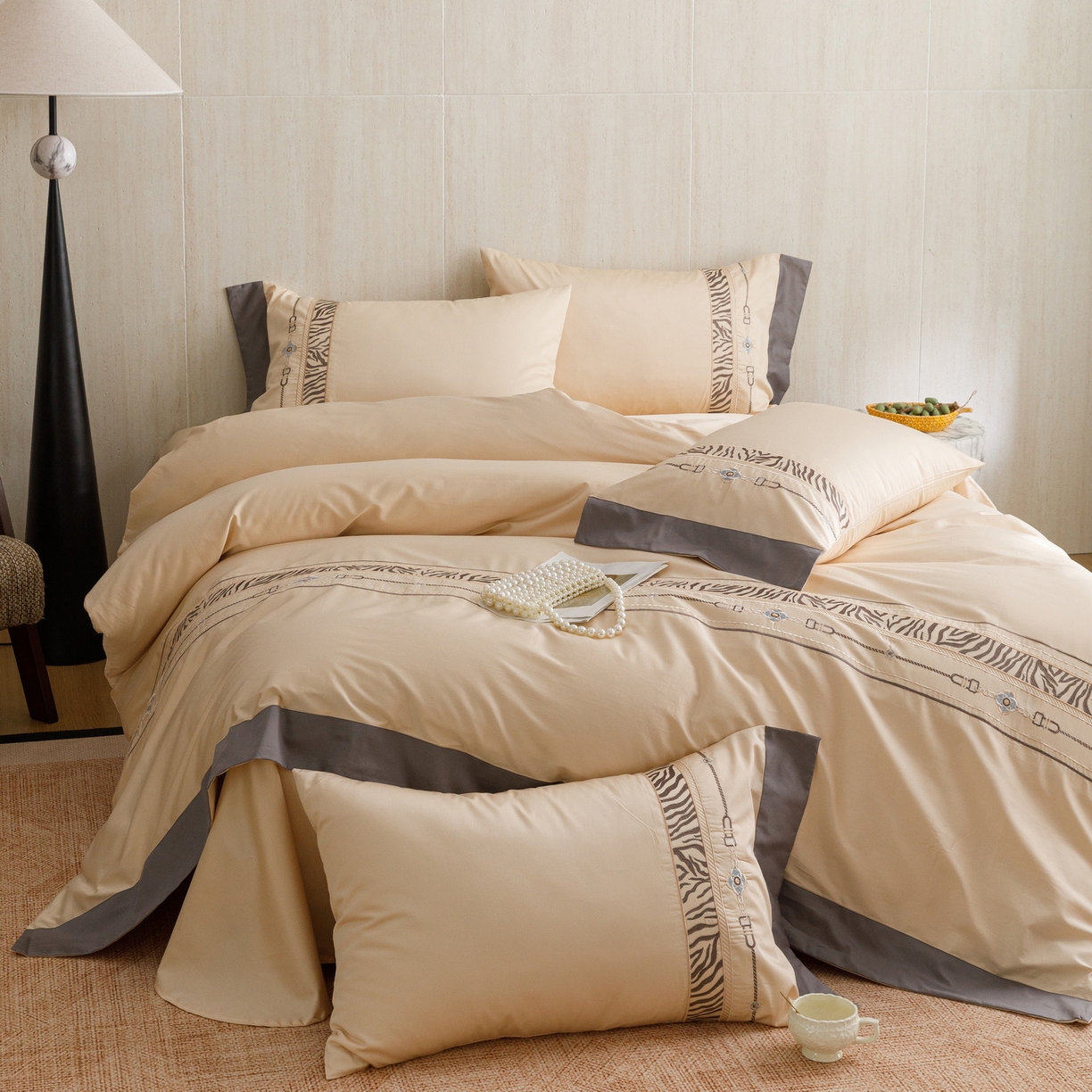 91家纺网 家纺一手货源 找家纺 （总）艾莱家纺 2026新款A类长绒棉纯棉刺绣四件套-奢意