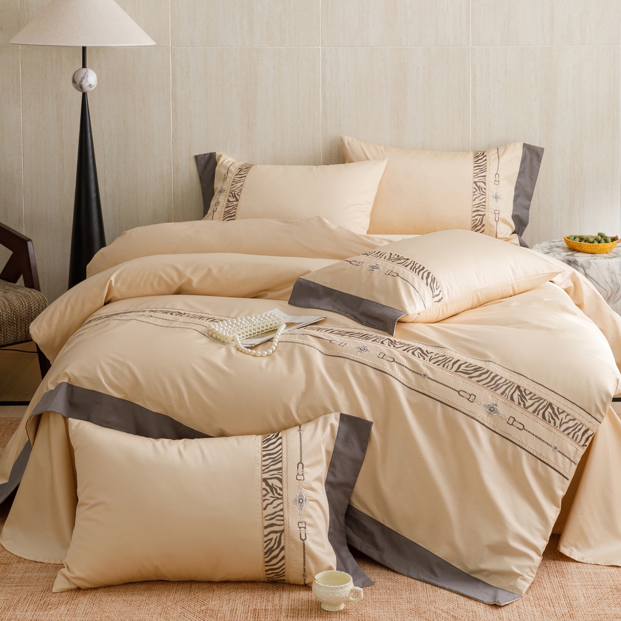 91家纺网 家纺一手货源 找家纺 （总）艾莱家纺 2026新款A类长绒棉纯棉刺绣四件套-奢意