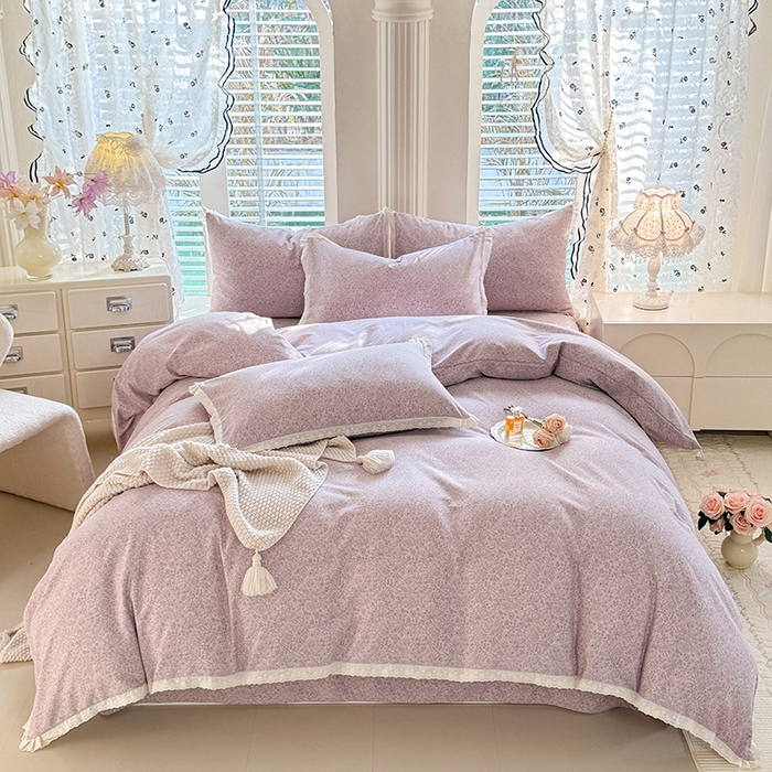 91家纺网 家纺一手货源 找家纺 （总）巧玲珑 2026春夏新款新疆棉磨毛花边工艺款四件套