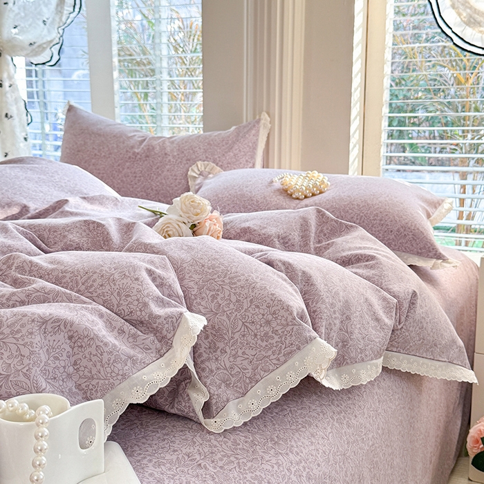 91家纺网 家纺一手货源 找家纺 （总）巧玲珑 2026春夏新款新疆棉磨毛花边工艺款四件套