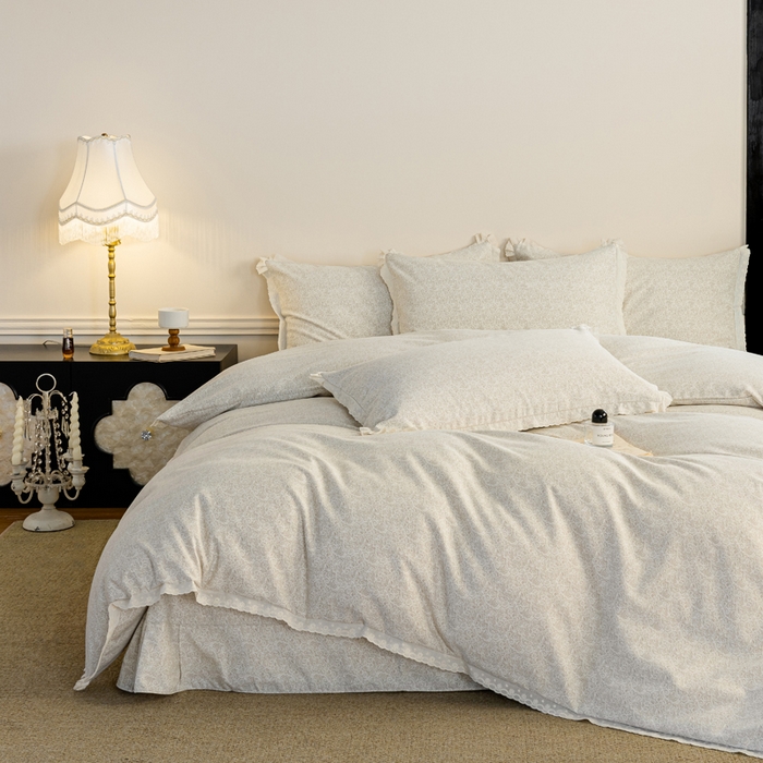 91家纺网 家纺一手货源 找家纺 （总）巧玲珑 2026春夏新款新疆棉磨毛花边工艺款四件套