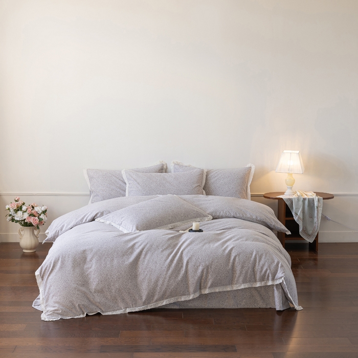 91家纺网 家纺一手货源 找家纺 巧玲珑 2026春夏新款新疆棉磨毛花边工艺款四件套 青禾-卡其