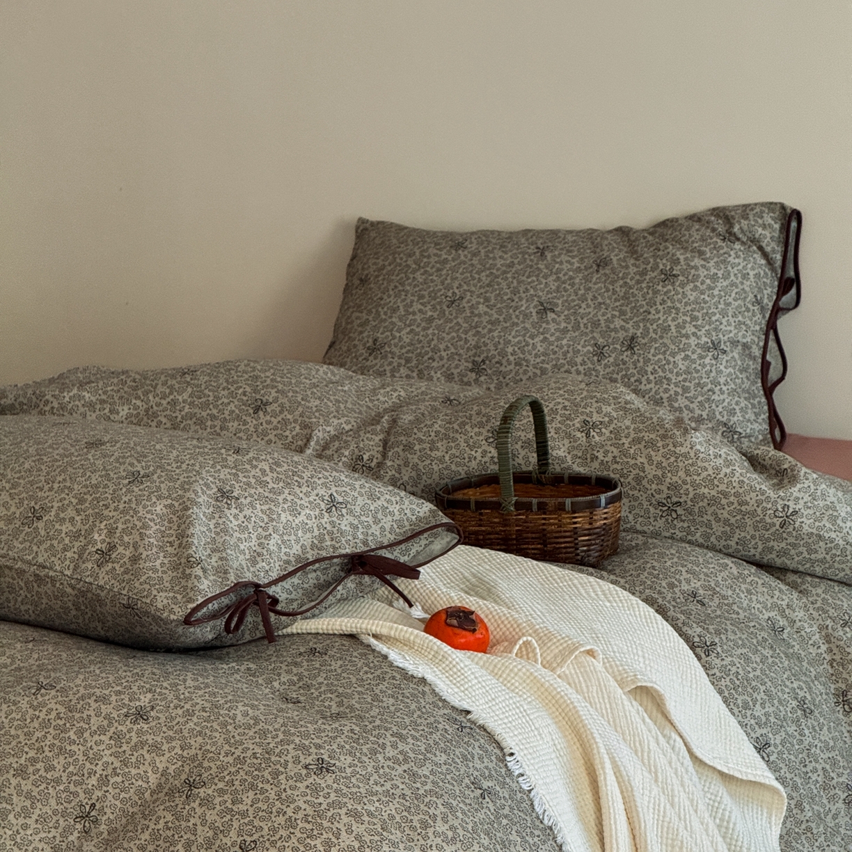 91家纺网 家纺一手货源 找家纺 涞澳家纺 2026新款全棉纯棉双层纱四件套 兰芷悠悠