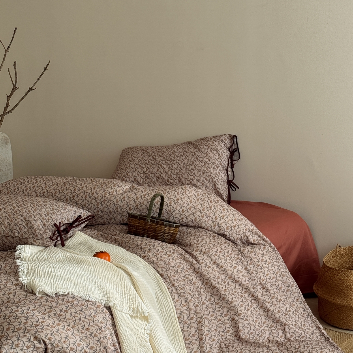 91家纺网 家纺一手货源 找家纺 涞澳家纺 2026新款全棉纯棉双层纱四件套 山野物语