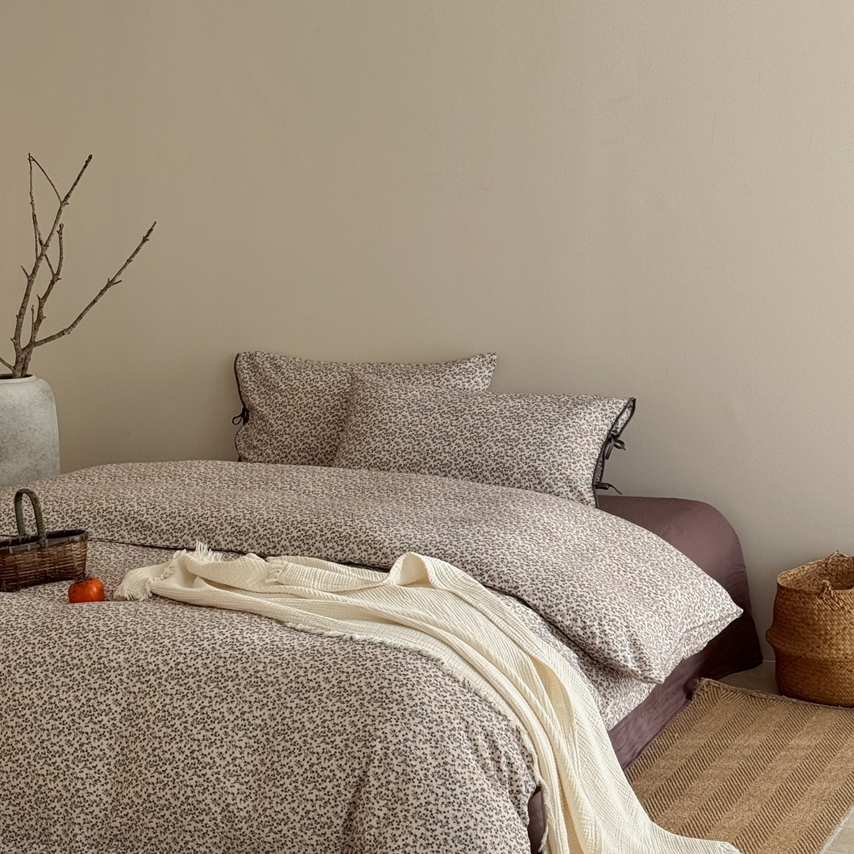 91家纺网 家纺一手货源 找家纺 涞澳家纺 2026新款全棉纯棉双层纱四件套 暮云漫漫