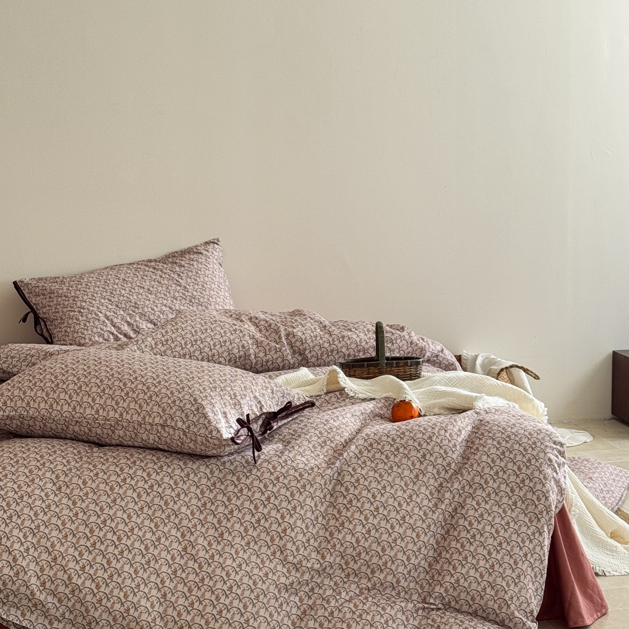 91家纺网 家纺一手货源 找家纺 涞澳家纺 2026新款全棉纯棉双层纱四件套 山野物语