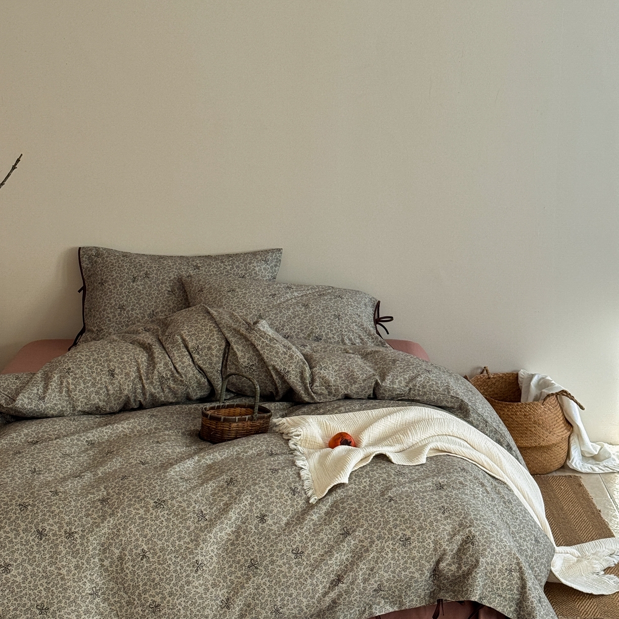 91家纺网 家纺一手货源 找家纺 涞澳家纺 2026新款全棉纯棉双层纱四件套 兰芷悠悠