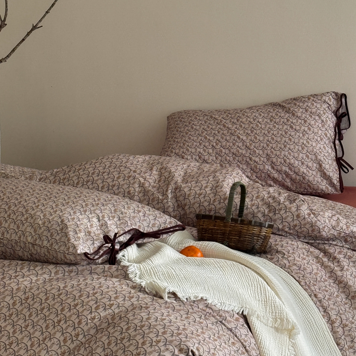 91家纺网 家纺一手货源 找家纺 涞澳家纺 2026新款全棉纯棉双层纱四件套 山野物语