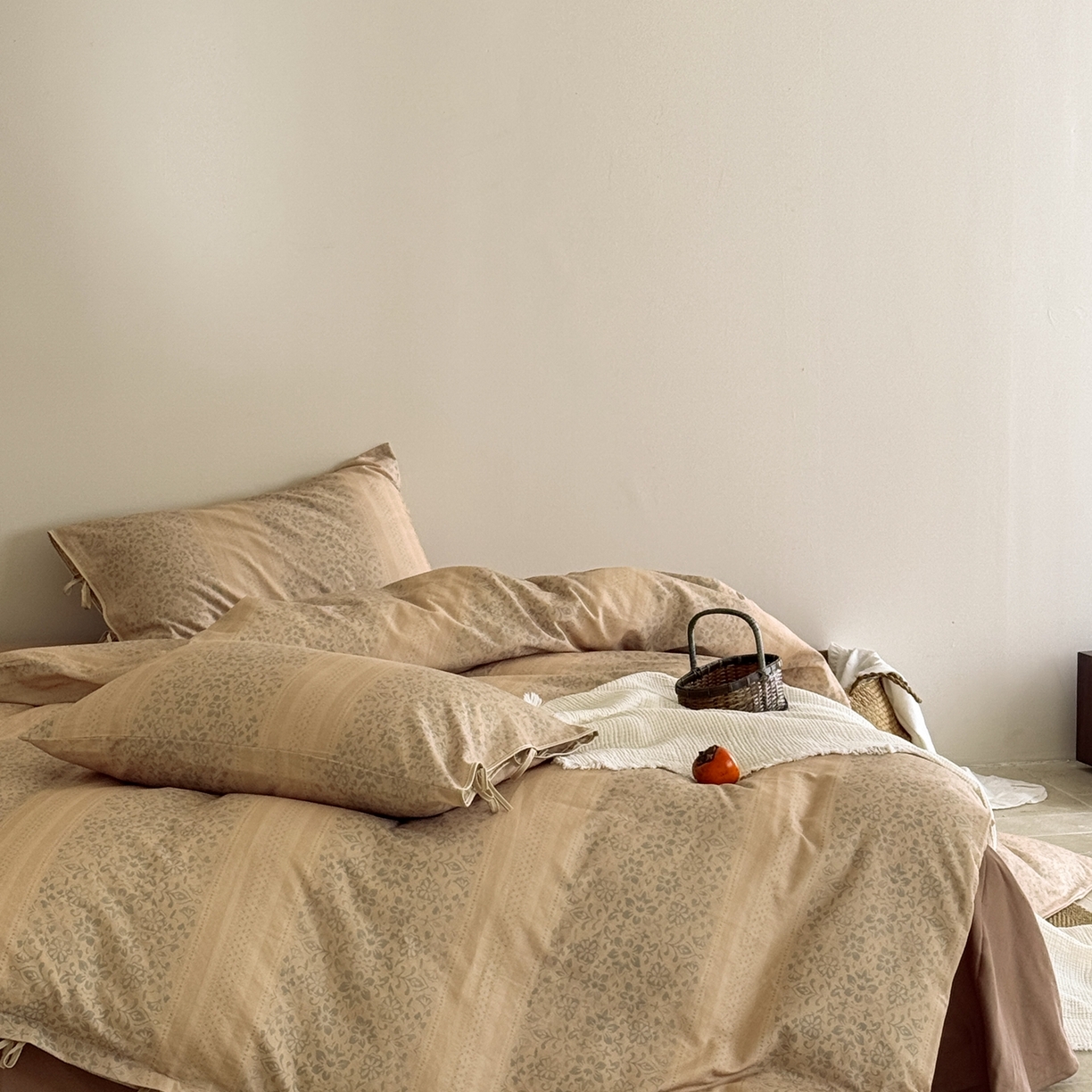 91家纺网 家纺一手货源 找家纺 涞澳家纺 2026新款全棉纯棉双层纱四件套 樱吹絮落