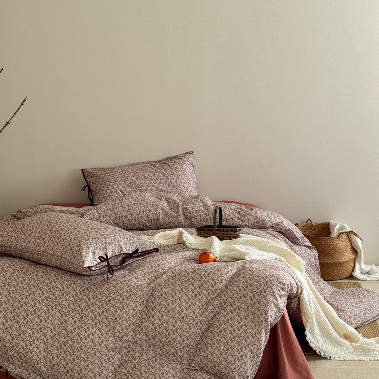 91家纺网 家纺一手货源 找家纺 涞澳家纺 2026新款全棉纯棉双层纱四件套 山野物语