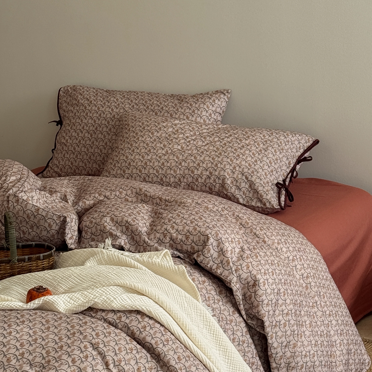 91家纺网 家纺一手货源 找家纺 涞澳家纺 2026新款全棉纯棉双层纱四件套 山野物语