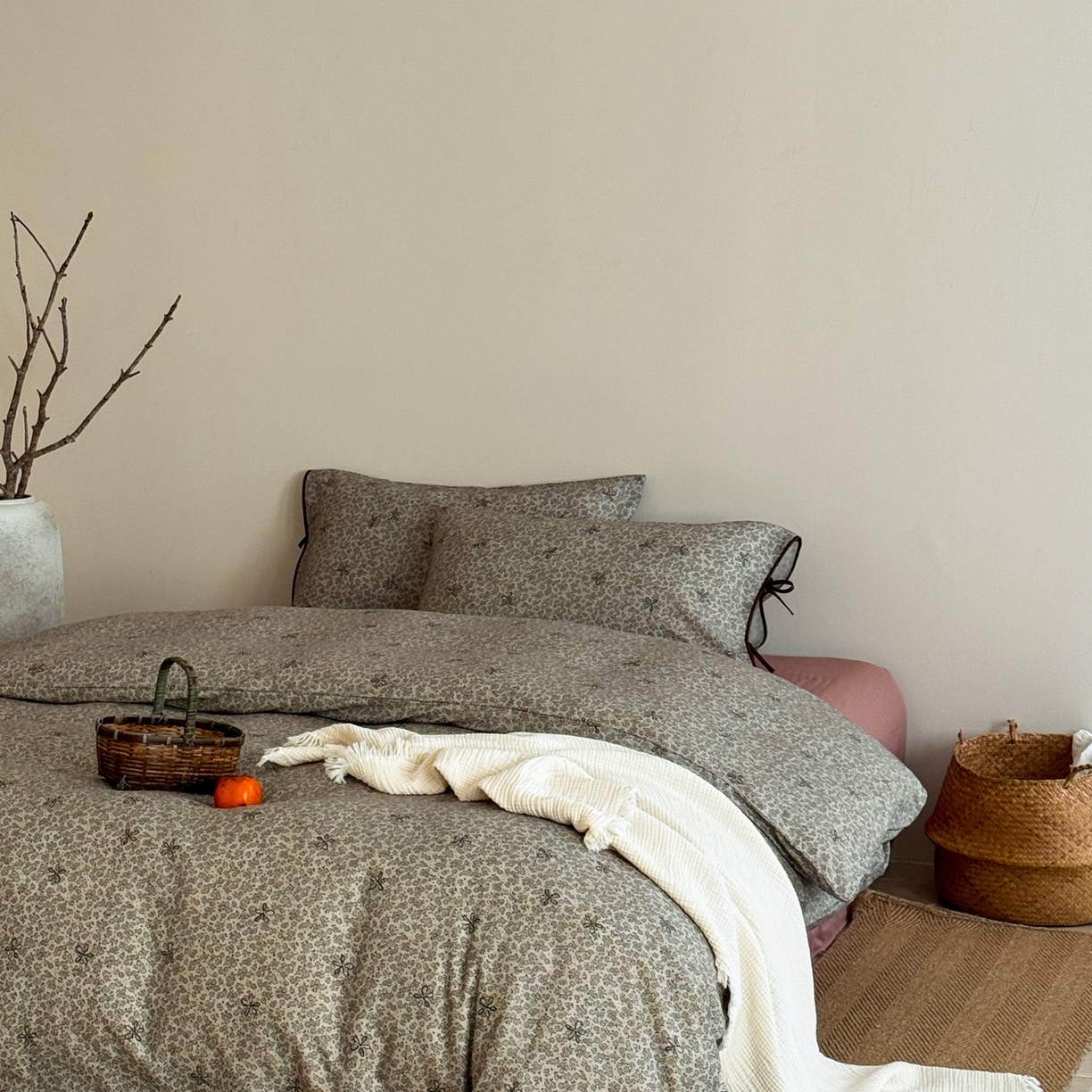 91家纺网 家纺一手货源 找家纺 涞澳家纺 2026新款全棉纯棉双层纱四件套 兰芷悠悠