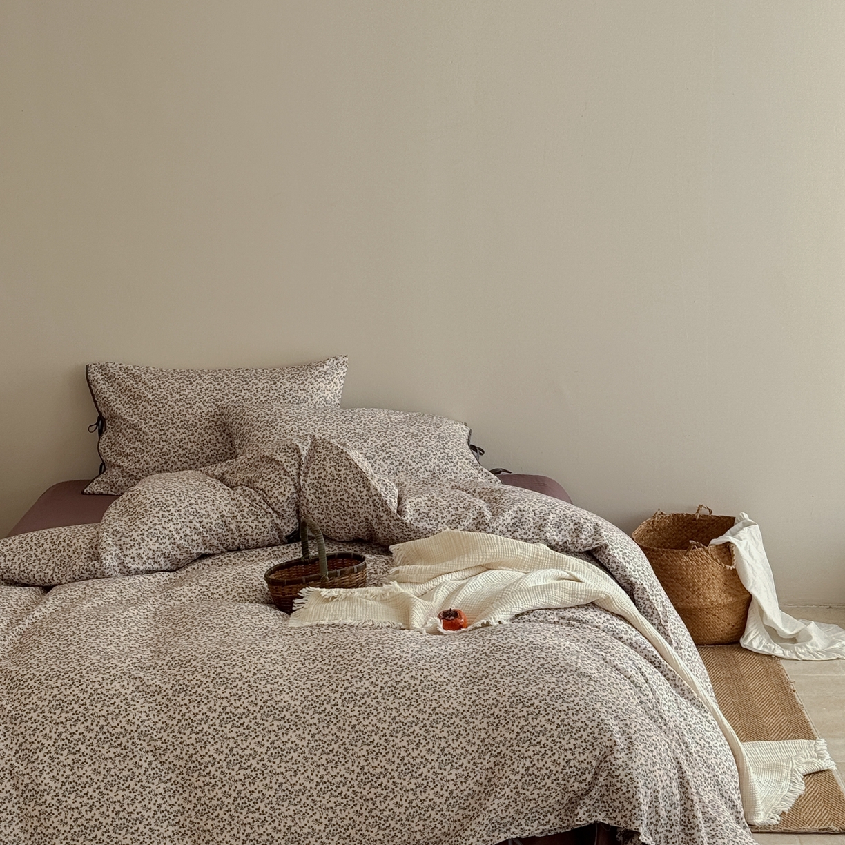 91家纺网 家纺一手货源 找家纺 涞澳家纺 2026新款全棉纯棉双层纱四件套 暮云漫漫