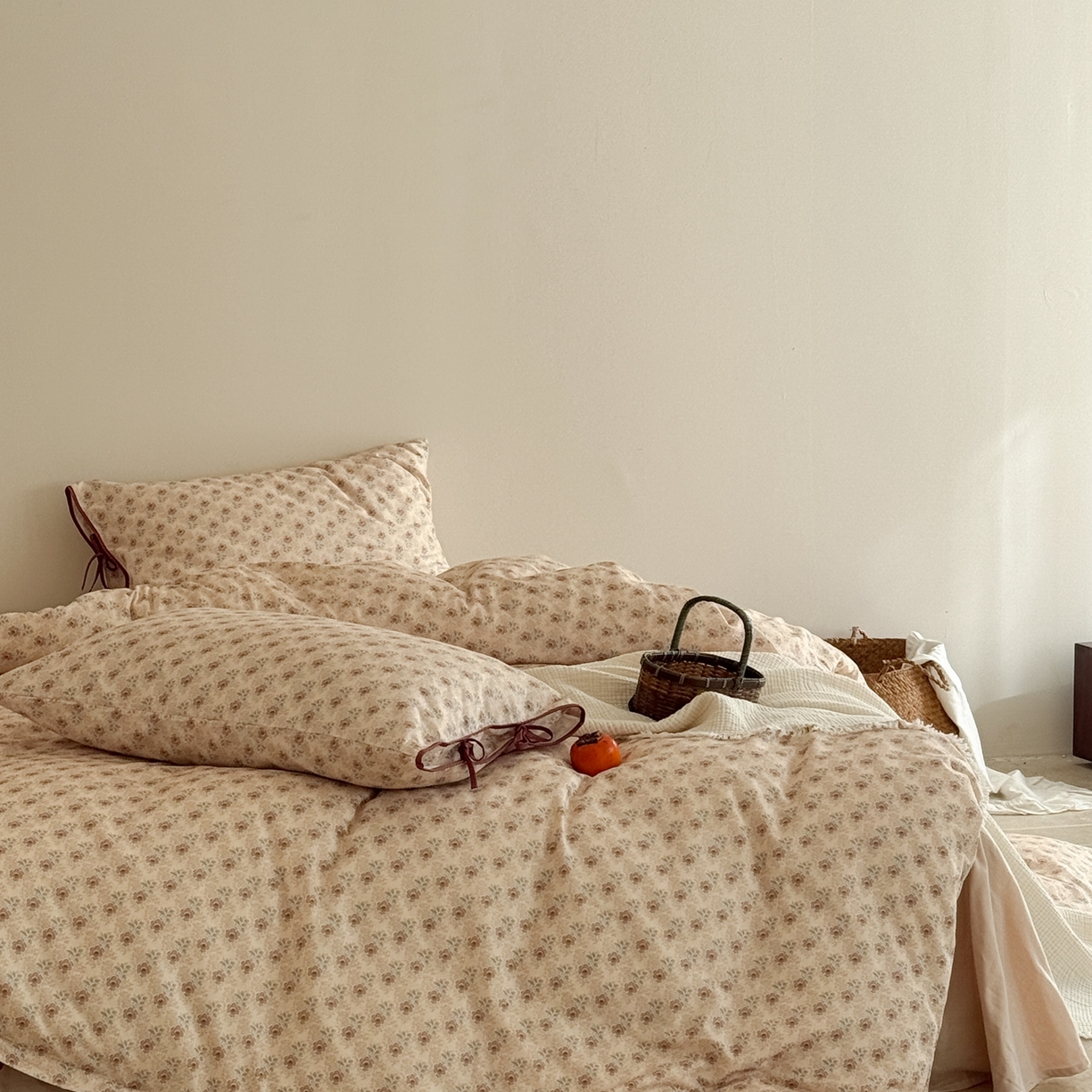 91家纺网 家纺一手货源 找家纺 涞澳家纺 2026新款全棉纯棉双层纱四件套 木槿花开