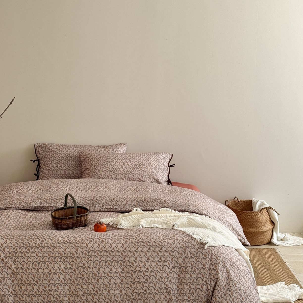 91家纺网 家纺一手货源 找家纺 涞澳家纺 2026新款全棉纯棉双层纱四件套 山野物语