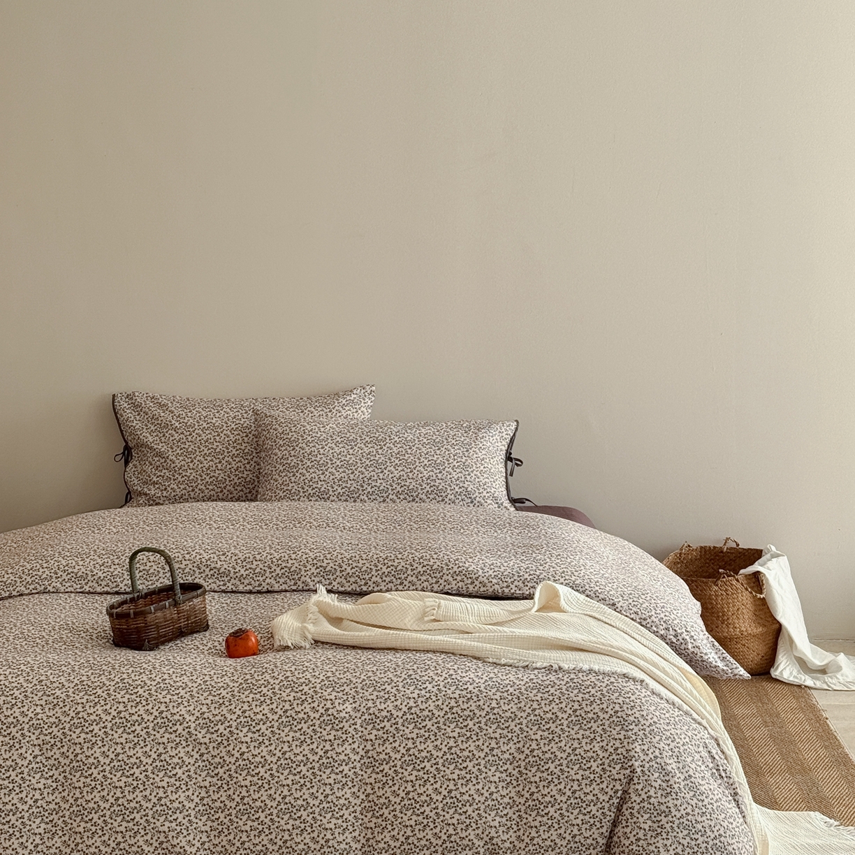 91家纺网 家纺一手货源 找家纺 涞澳家纺 2026新款全棉纯棉双层纱四件套 暮云漫漫