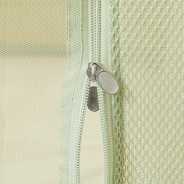 91家纺网 家纺一手货源 找家纺 雪姿家纺 2026新款T+U型刺绣花边床笠回底款三开门外穿坐床蚊帐-坐床樱桃 刺绣花边樱桃-清爽茶绿