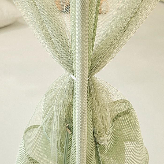 91家纺网 家纺一手货源 找家纺 雪姿家纺 2026新款T+U型刺绣花边床笠回底款三开门外穿坐床蚊帐-坐床樱桃 刺绣花边樱桃-清爽茶绿