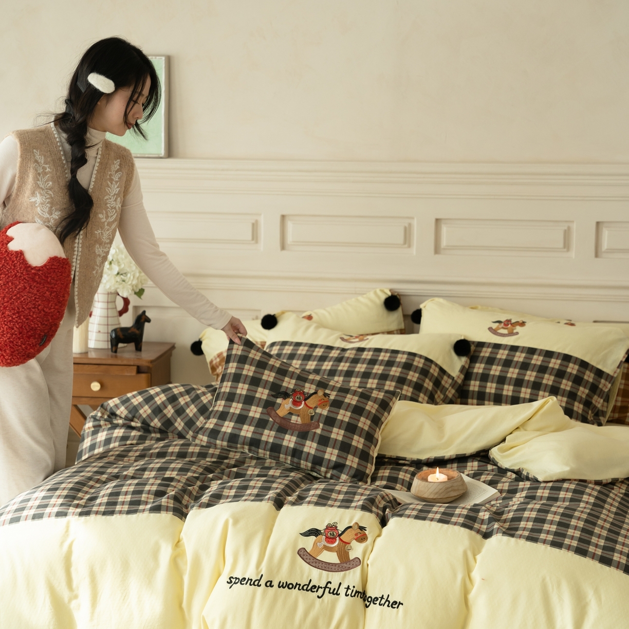 91家纺网 家纺一手货源 找家纺 （总）优然居家纺 2026新款全棉双层纱刺绣四件套-马上有钱（控价260/328/348）