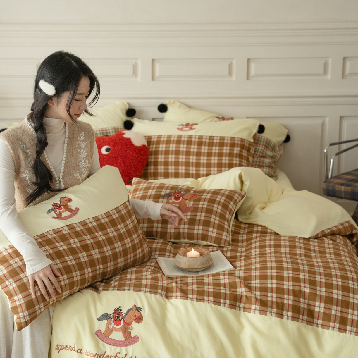 91家纺网 家纺一手货源 找家纺 （总）优然居家纺 2026新款全棉双层纱刺绣四件套-马上有钱（控价260/328/348）