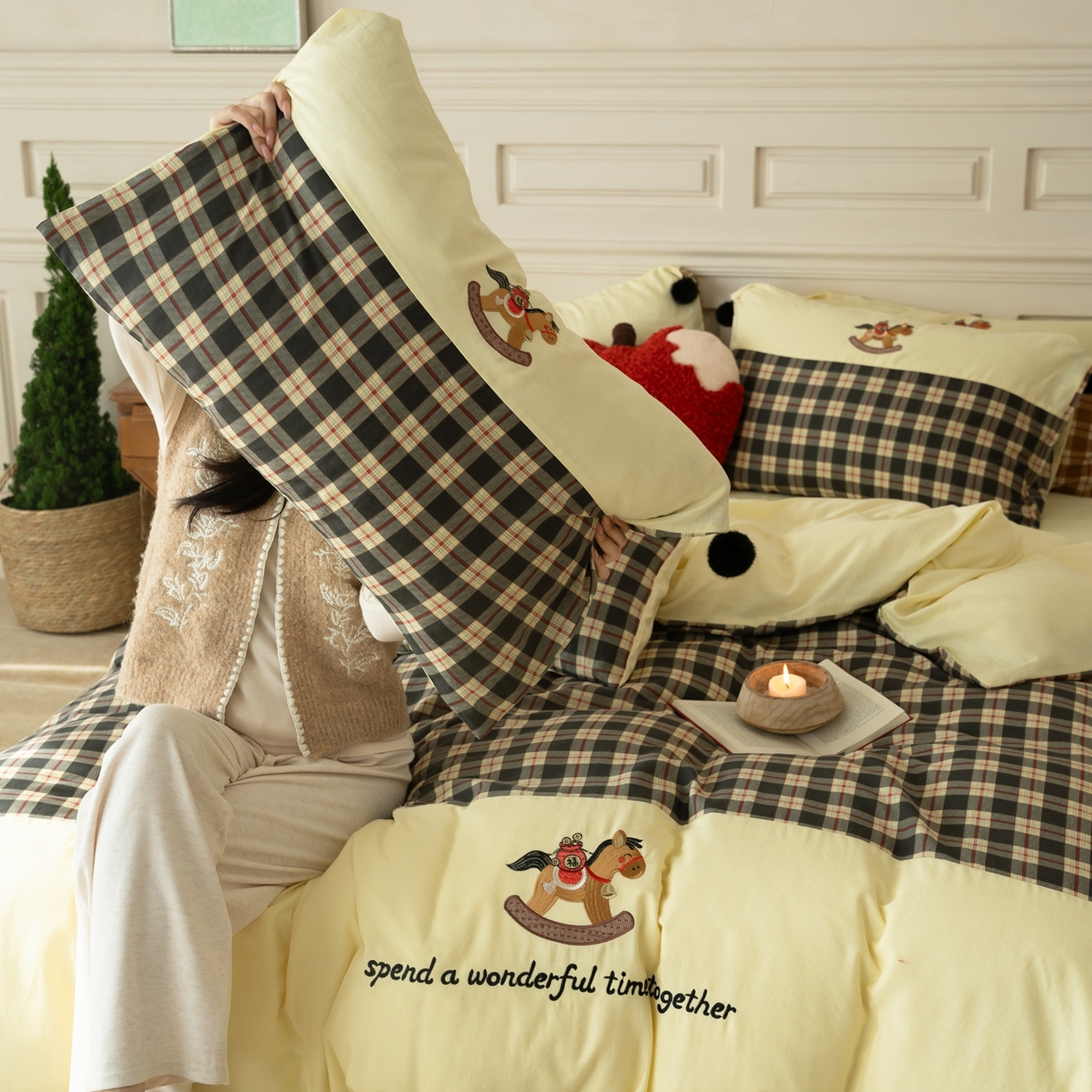 91家纺网 家纺一手货源 找家纺 （总）优然居家纺 2026新款全棉双层纱刺绣四件套-马上有钱（控价260/328/348）