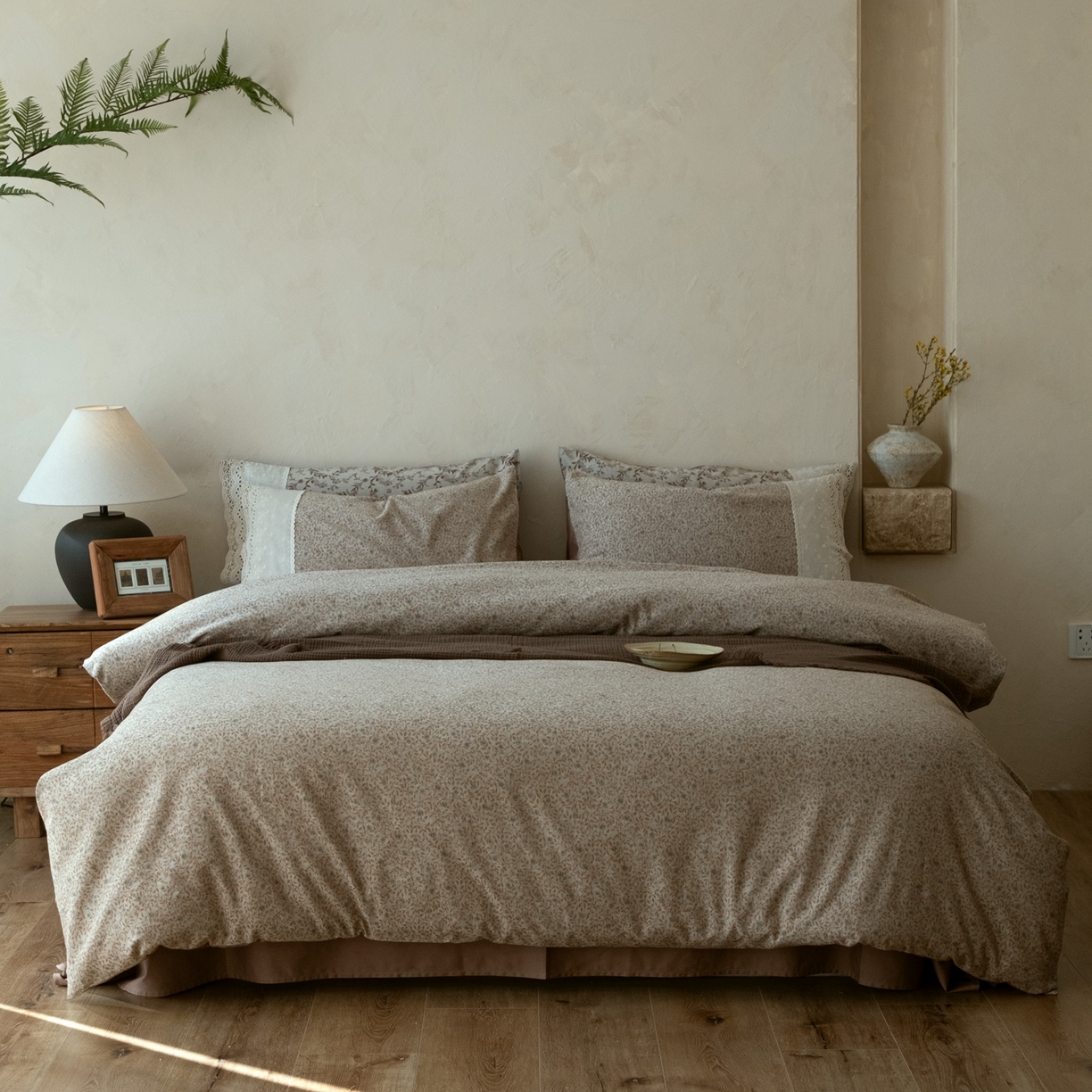 91家纺网 家纺一手货源 找家纺 涞澳家纺 2026新款全棉纯棉水洗棉提花四件套 旧时花笺