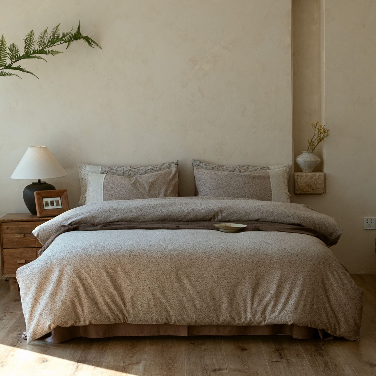 91家纺网 家纺一手货源 找家纺 涞澳家纺 2026新款全棉纯棉水洗棉提花四件套 旧时花笺