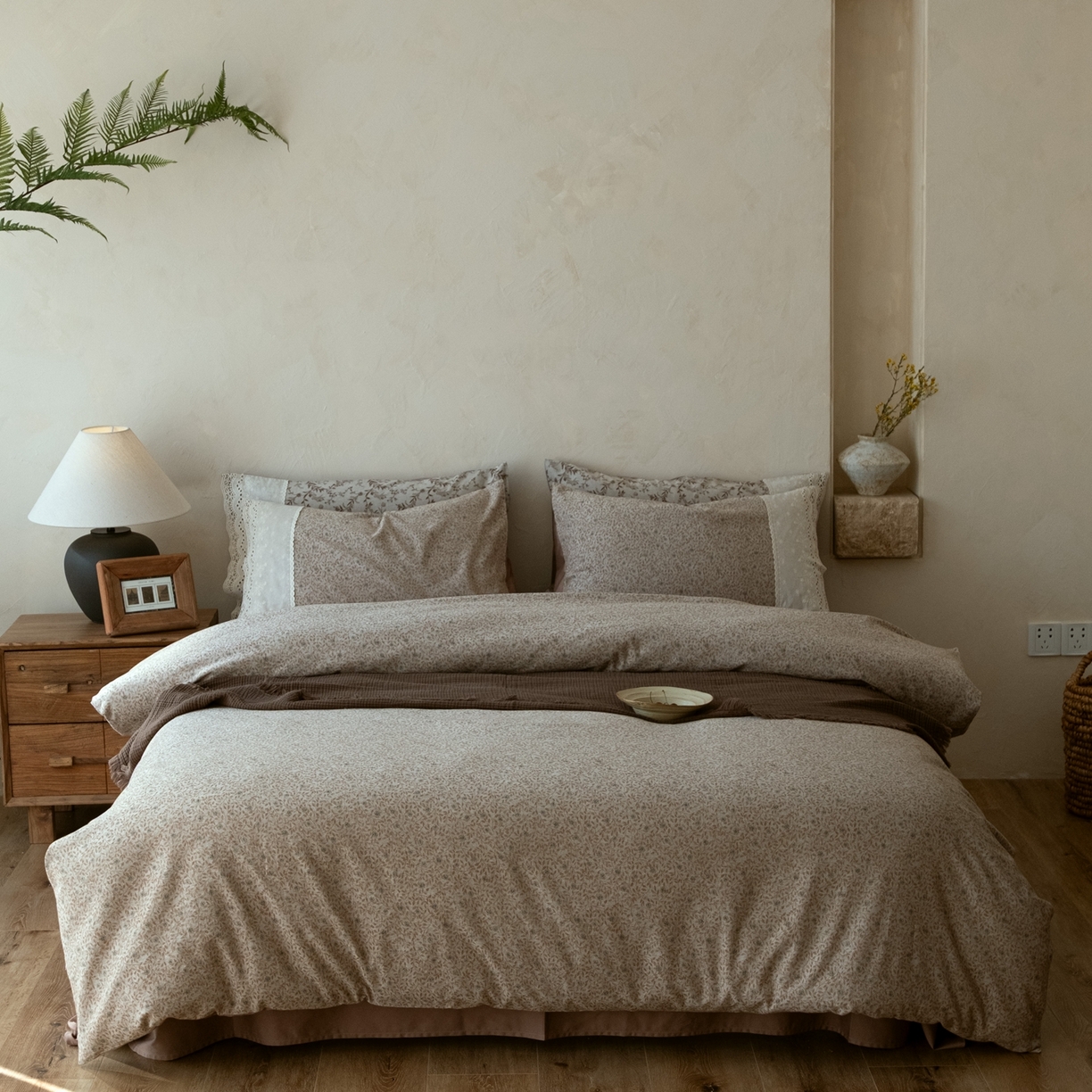 91家纺网 家纺一手货源 找家纺 涞澳家纺 2026新款全棉纯棉水洗棉提花四件套 旧时花笺