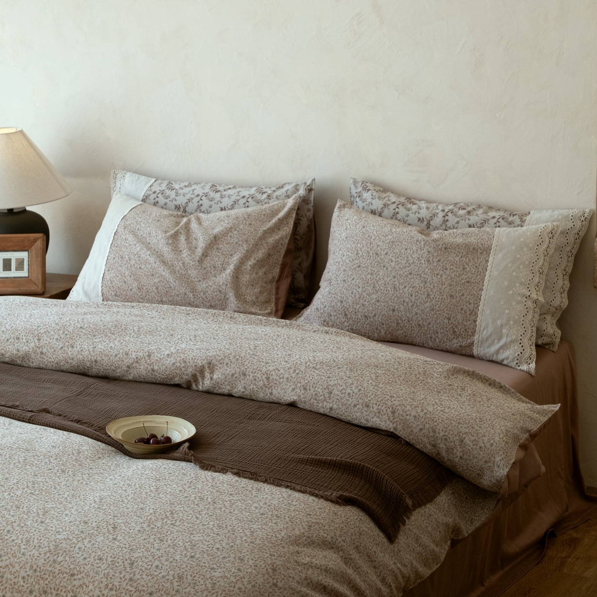 91家纺网 家纺一手货源 找家纺 涞澳家纺 2026新款全棉纯棉水洗棉提花四件套 旧时花笺