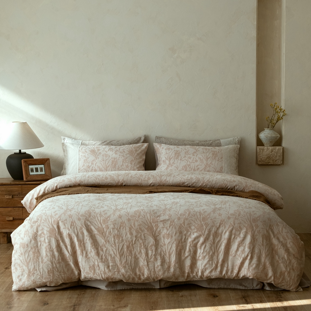 91家纺网 家纺一手货源 找家纺 涞澳家纺 2026新款全棉纯棉水洗棉提花四件套 林间絮语