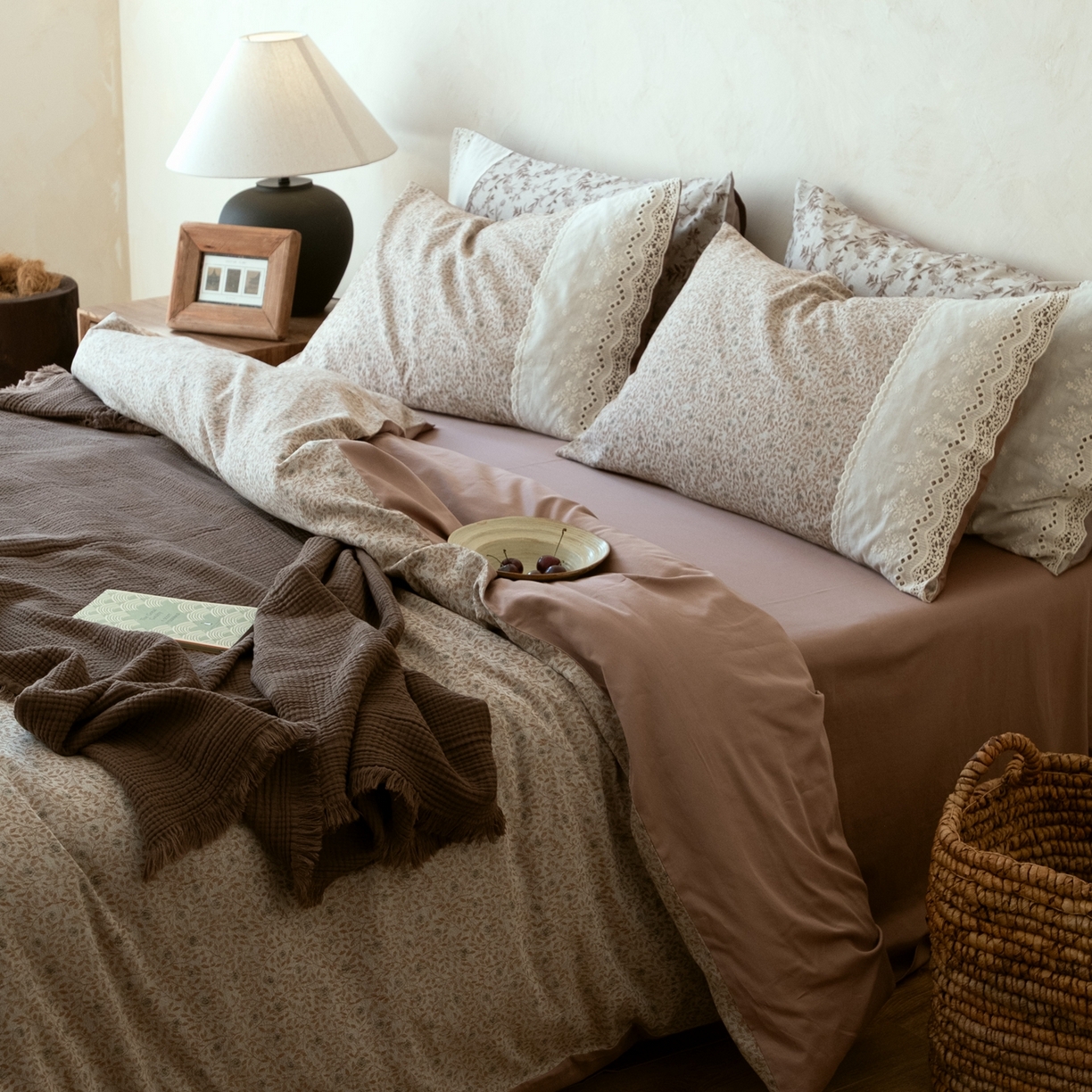 91家纺网 家纺一手货源 找家纺 涞澳家纺 2026新款全棉纯棉水洗棉提花四件套 旧时花笺