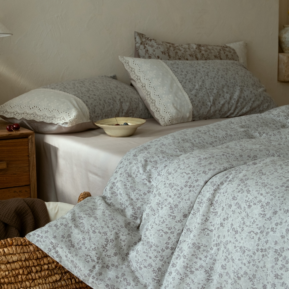 涞澳家纺 2026新款全棉纯棉水洗棉提花四件套 墨染青花