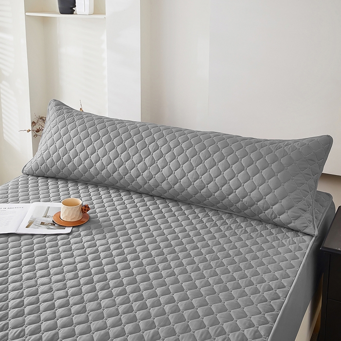 91家纺网 家纺一手货源 找家纺 三盛源 2026新款A类防水夹棉长枕套长款双人枕套1.2 1.5 1.8m米情侣枕头套加长枕芯套-缤纷系列（支持小批量定制尺寸） 缤纷系列-浅灰