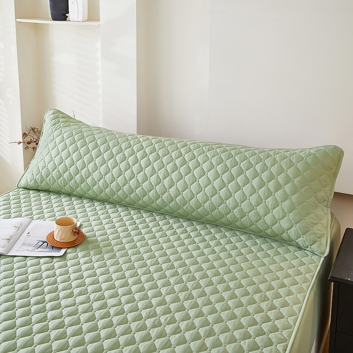 91家纺网 家纺一手货源 找家纺 三盛源 2026新款A类防水夹棉长枕套长款双人枕套1.2 1.5 1.8m米情侣枕头套加长枕芯套-缤纷系列（支持小批量定制尺寸） 缤纷系列-芥末绿