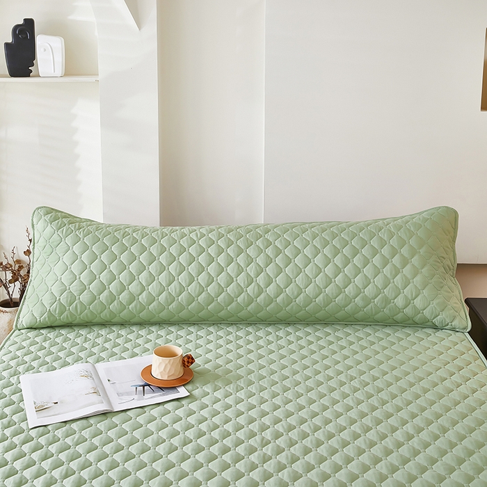 91家纺网 家纺一手货源 找家纺 三盛源 2026新款A类防水夹棉长枕套长款双人枕套1.2 1.5 1.8m米情侣枕头套加长枕芯套-缤纷系列（支持小批量定制尺寸） 缤纷系列-芥末绿