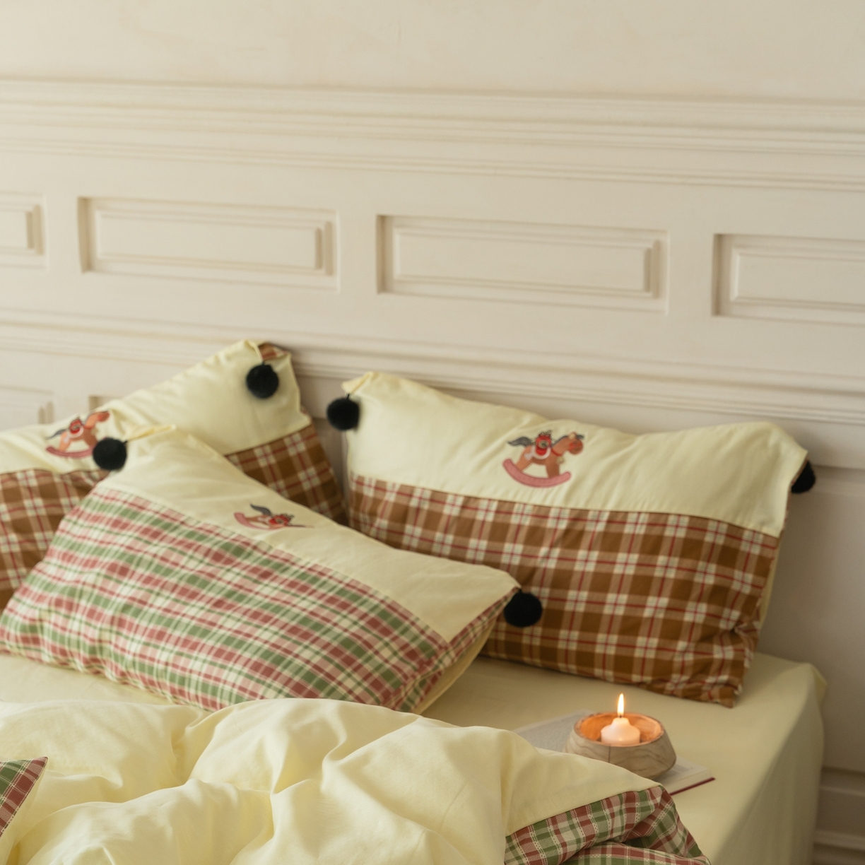 91家纺网 家纺一手货源 找家纺 优然居家纺 2026新款全棉双层纱刺绣四件套-马上有钱（控价260/328/348） 马上有钱-绿格