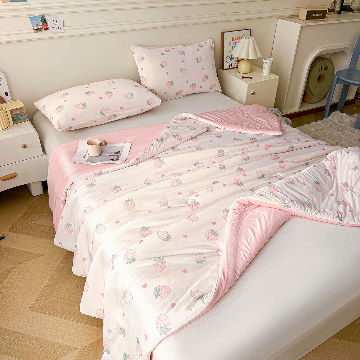 91家纺网 家纺一手货源 找家纺 （总）悦织语 2026新款凉感丝（含氨纶）双面凉感冰丝夏凉被空调被