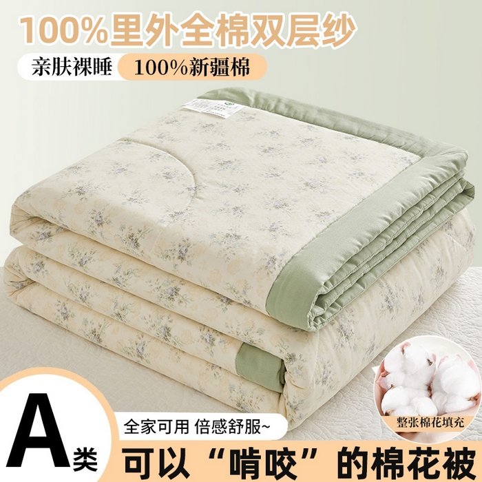 91家纺网 家纺一手货源 找家纺 （总）海洋家纺 2026新款全棉双层纱夏被被子被芯 风格二