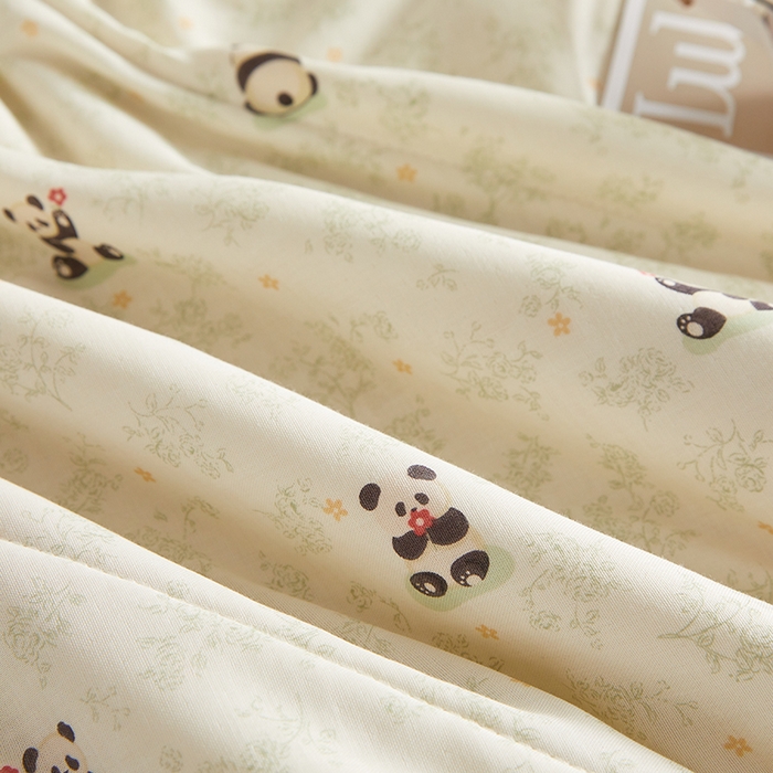 91家纺网 家纺一手货源 找家纺 海洋家纺 2026新款全棉双层纱夏被被子被芯 福宝熊猫