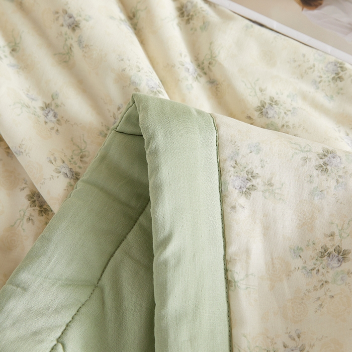 91家纺网 家纺一手货源 找家纺 海洋家纺 2026新款全棉双层纱夏被被子被芯 柒月绿