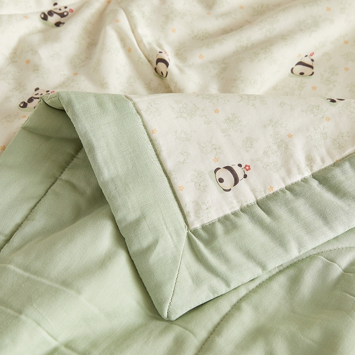 91家纺网 家纺一手货源 找家纺 海洋家纺 2026新款全棉双层纱夏被被子被芯 福宝熊猫