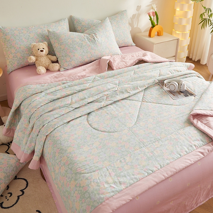 91家纺网 家纺一手货源 找家纺 海洋家纺 2026新款全棉双层纱夏被被子被芯 花千朵