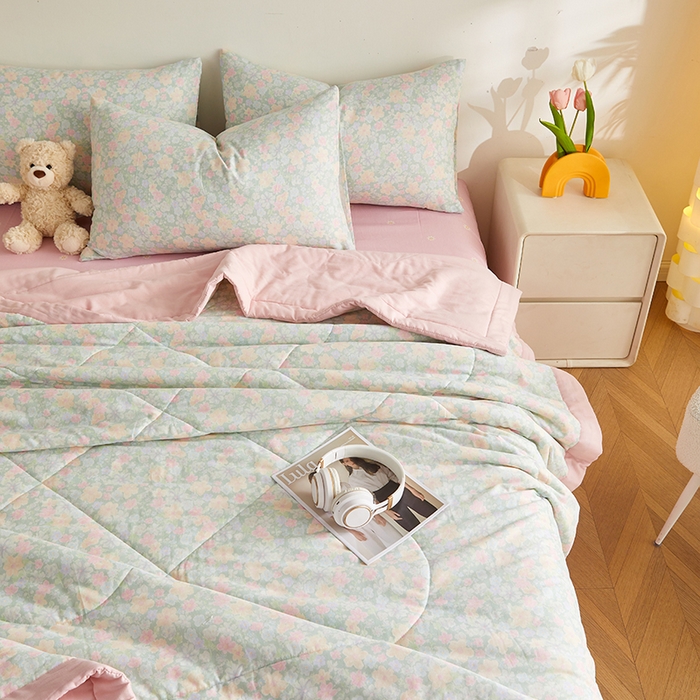 91家纺网 家纺一手货源 找家纺 海洋家纺 2026新款全棉双层纱夏被被子被芯 花千朵