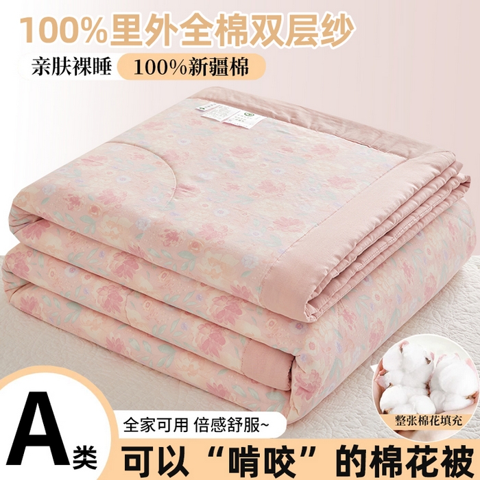 91家纺网 家纺一手货源 找家纺 （总）海洋家纺 2026新款全棉双层纱夏被被子被芯 风格二