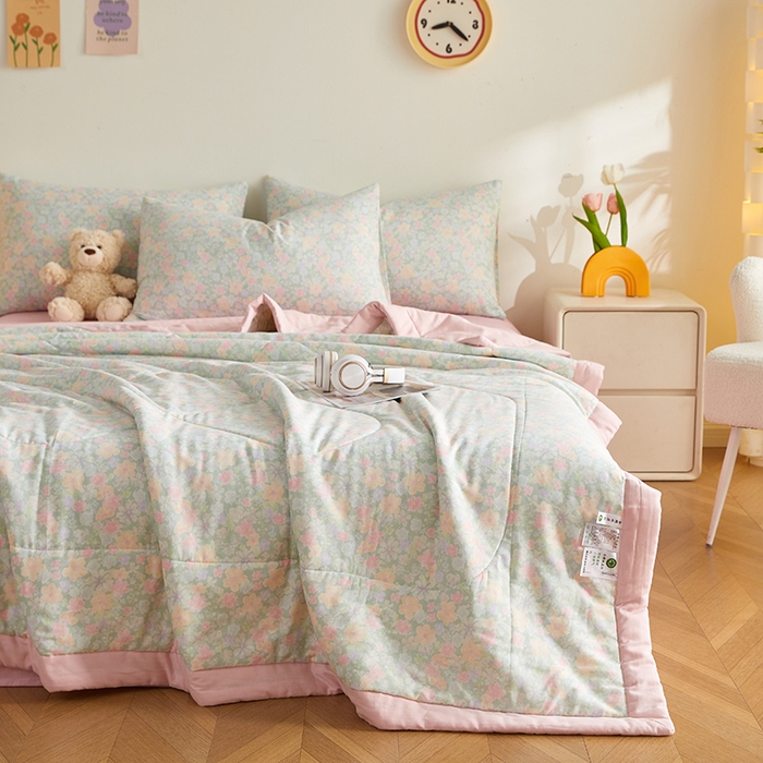 91家纺网 家纺一手货源 找家纺 海洋家纺 2026新款全棉双层纱夏被被子被芯 花千朵